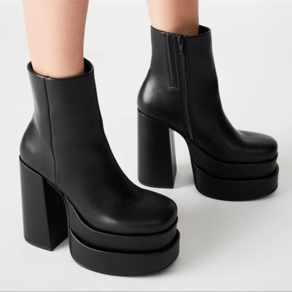 Steve Madden Cobra Cypress Y2K Double Platform Black Platform Ankle Boots New - Picture 1 of 7